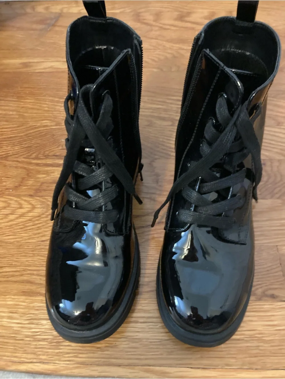 GAP Black Patent Lace-Up Kids Boots